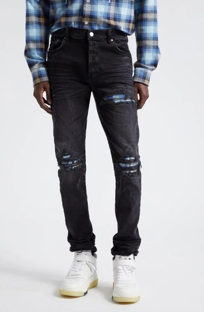 Amiri Men's Mx1 Plaid-lined Five-pocket Jeans In Faded Black