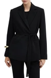 Mango Tortuga Tie Waist Blazer In Black