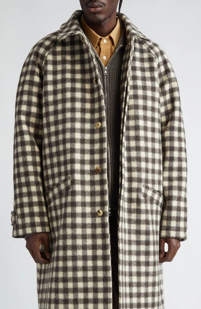 De Bonne Facture Parisian Check Raglan Sleeve Wool Coat In Undyed