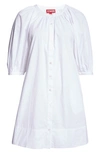 Staud Vincent Button Front Mini Dress In White