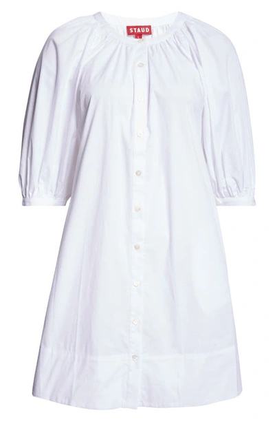 Staud Vincent Button Front Mini Dress In White