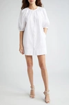 Staud Vincent Button Front Mini Dress In White