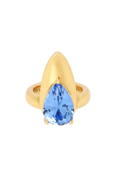 Kurt Geiger Crystal Nail Ring In Blue