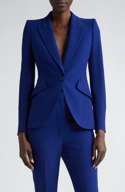 Alexander Mcqueen Classic Single-breasted Suiting Blazer In Electric Navy