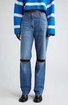 Jw Anderson Cut-out Bootcut Jeans In Light Blue