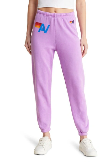 Aviator Nation Logo Jogger Trousers In Neon Purple