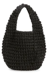 Jw Anderson Large Knit Shopping Bag With Loop Detailing In Black