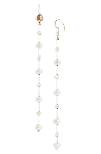 Isshi Desnuda Baroque Pearl Linear Earrings In Gold/pure Pearl