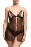 Von Follies By Dita Von Teese Coquine Cutout Babydoll Chemise In Black