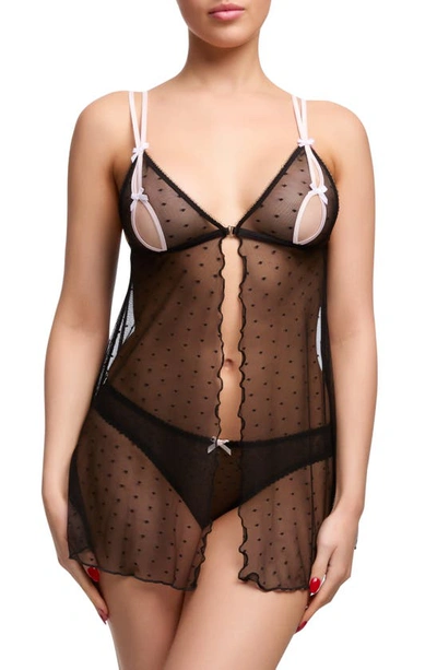 Von Follies By Dita Von Teese Coquine Cutout Babydoll Chemise In Black