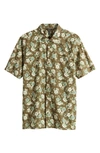 Good Man Brand Big On-point Short Sleeve Organic Cotton Button-up Shirt In Green Capel Floral