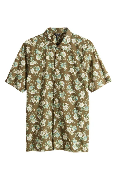 Good Man Brand Big On-point Short Sleeve Organic Cotton Button-up Shirt In Green Capel Floral