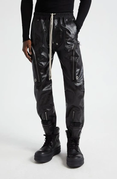 RICK OWENS LIDO BAUHAUS COATED STRETCH DENIM CARGO PANTS