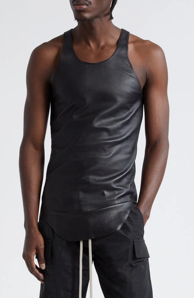 RICK OWENS LONGLINE LEATHER BLEND TANK