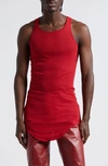 Rick Owens Longline Cotton Tank Top In Cardinal Red