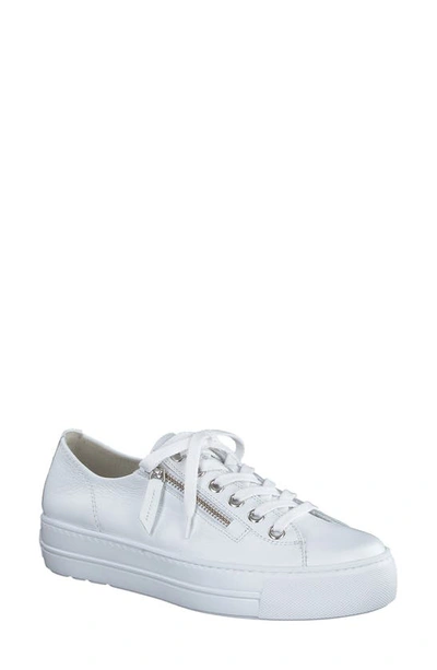 Paul Green Skylar Platform Sneaker In White Leather