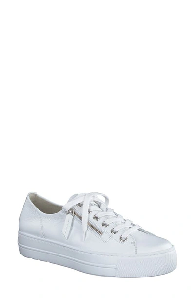 Paul Green Skylar Platform Trainer In White Leather