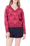 ENGLISH FACTORY HEART V-NECK PULLOVER SWEATER
