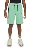 Nike Tech Fleece Big Kids' (boys') Shorts In Spring Green/black/black