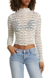 Bp. Mock Neck Lace Top In White Blanc