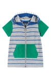 ANDY & EVAN KIDS' STRIPE TERRY HOODED SHORT SLEEVE COVER-UP JACKET