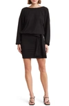 Go Couture Belted Long Sleeve Drop Waist Dress In Black