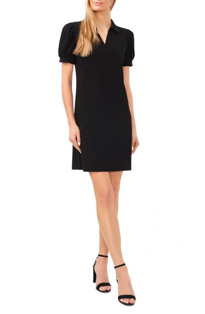 Cece Knit Polo Minidress In Rich Black