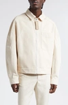 JACQUEMUS LE BLOUSON LINU BOXY COTTON & LINEN WORKWEAR JACKET