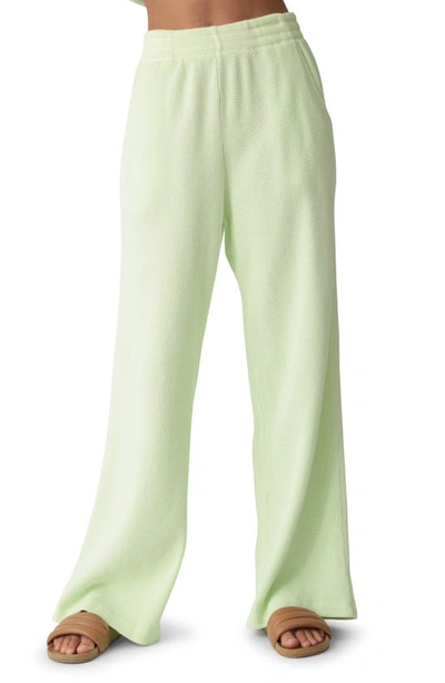 Electric & Rose Tanner Waffle Knit Cotton Lounge Trousers In Lime