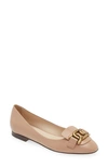 Tod's Leather Chain Ballerina Flats In Rosa Granito