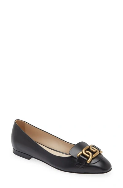 Tod's Kate Chain Ballet Flat In Nero