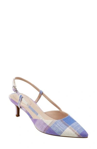 Bandolino Movito Kitten Heel Slingback Pump In Purple Plaid