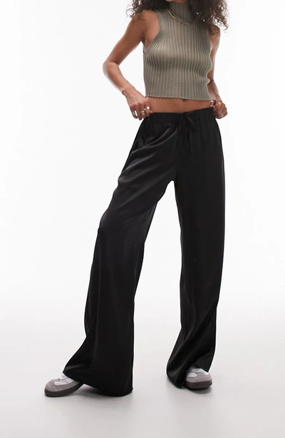 Topshop Wide Leg Pant In Black