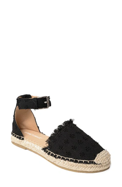 Minnetonka Prima Espadrille Sandal In Black Distressed Denim