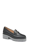 Johnston & Murphy Emmalynn Lug Sole Bit Loafer In Black Calfskin