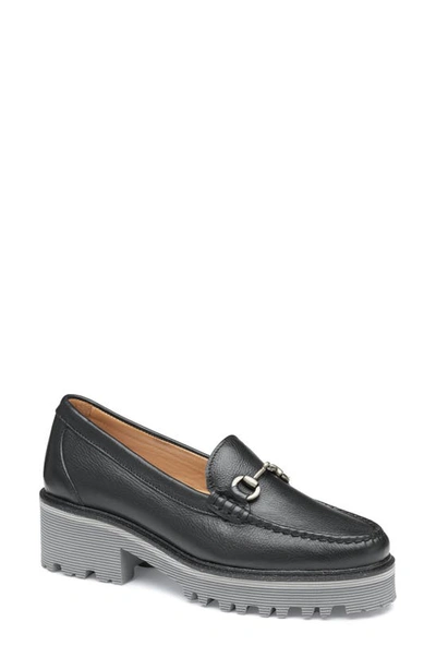 Johnston & Murphy Emmalynn Lug Sole Bit Loafer In Black Calfskin