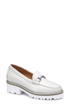 Johnston & Murphy Emmalynn Lug Sole Bit Loafer In White Calfskin