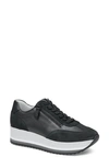 Johnston & Murphy Gracie Side Zip Sneaker In Black Calfskin/ Suede