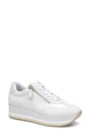 Johnston & Murphy Gracie Side Zip Sneaker In White Calfskin/ Suede