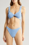 HUNZA G JUNO CRINKLE TWIST TWO-PIECE SWIMSUIT