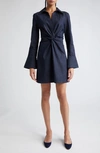 Cinq À Sept Mckenna Twist Front Long Sleeve Denim Minidress In Blue