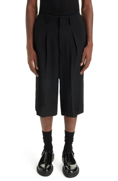Ami Alexandre Mattiussi Long Wool Blend Twill Bermuda Shorts In Black