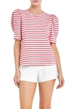 English Factory Women's Stripe Knit T-shirt In Pink,red