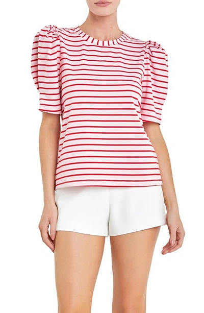 English Factory Women's Stripe Knit T-shirt In Pink,red
