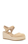 Eileen Fisher Nessa Metallic Ankle-grip Wedge Espadrilles In Ecru