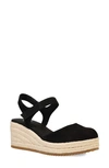 Eileen Fisher Nessa Suede Ankle-grip Wedge Espadrilles In Black