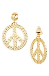MOSCHINO MOSCHINO CHAIN LINK PEACE CLIP-ON DROP EARRINGS