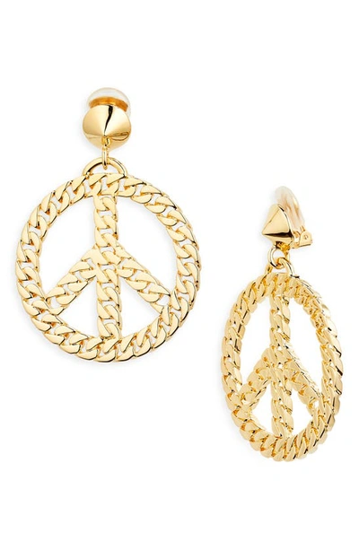 Moschino Peace夹扣吊坠耳环 In Gold