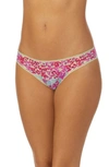 On Gossamer Triple Mesh Print Thong In Bright Blooms