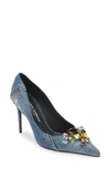 DOLCE & GABBANA PATCHWORK DENIM POINTED TOE PUMP